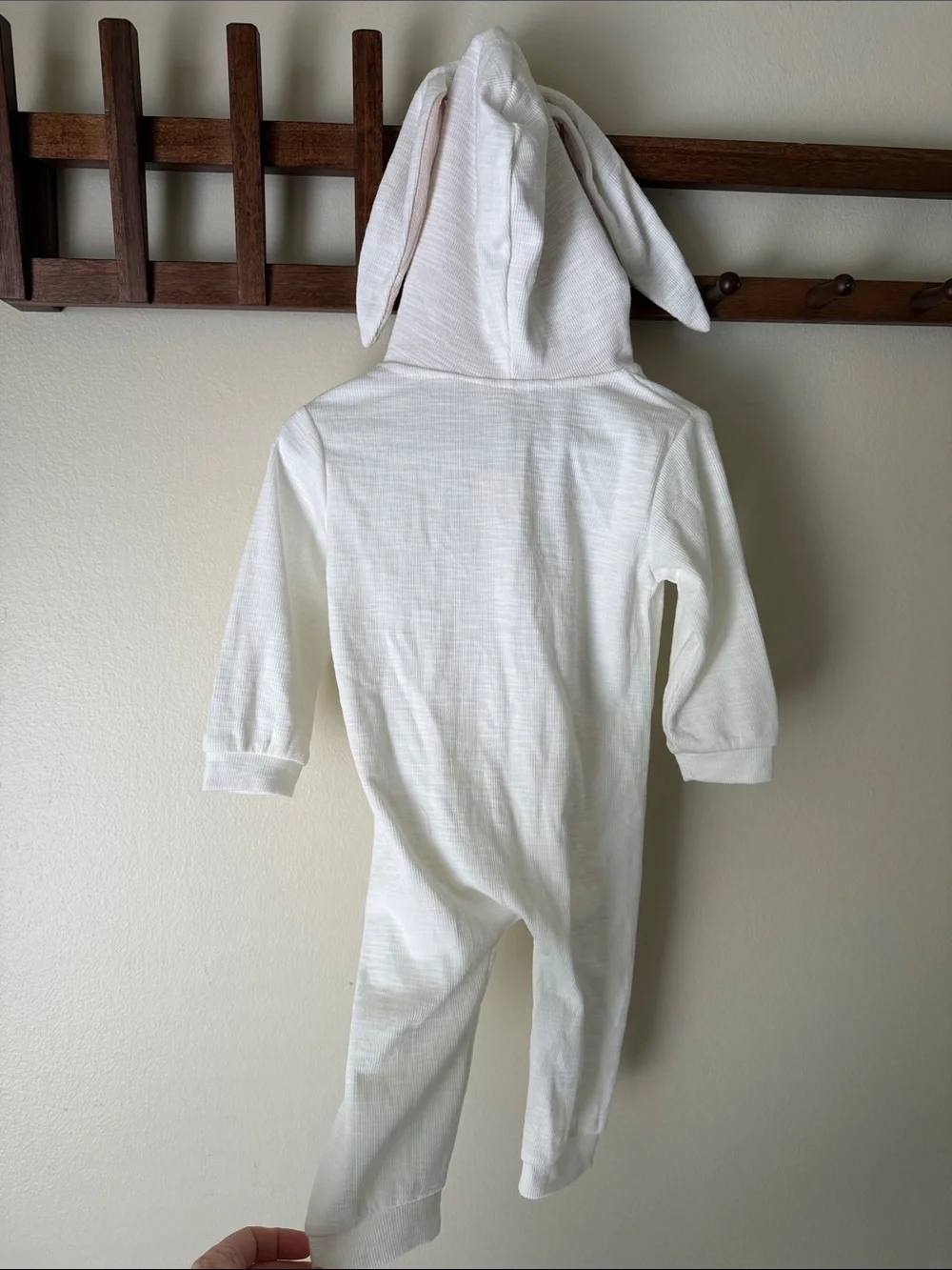 Cream Hooded Zip One-Piece Bunny Bodysuit